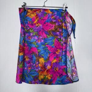 Mainstream Women’s Vintage 90s Floral Swim Coverup Wrap Skirt One Size USA Made